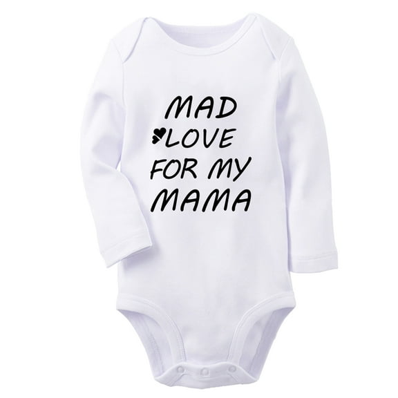 Baby Unisex Mad Love For Mama Funny Rompers Newborn Baby Bodysuits Infant Jumpsuits Kids Cotton Graphic One-Piece Outfits