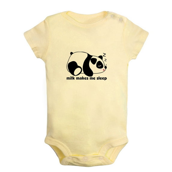 Baby Unisex Milk Makes Me Sleep Funny Rompers Newborn Baby Bodysuits Infant Jumpsuits Kids Cotton Animal Panda Graphic One-Piece Outfits