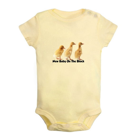 Baby Unisex New Baby On The Block Funny Rompers Newborn Baby Bodysuits Infant Jumpsuits Kids Cotton Animal Duck Graphic One-Piece Outfits