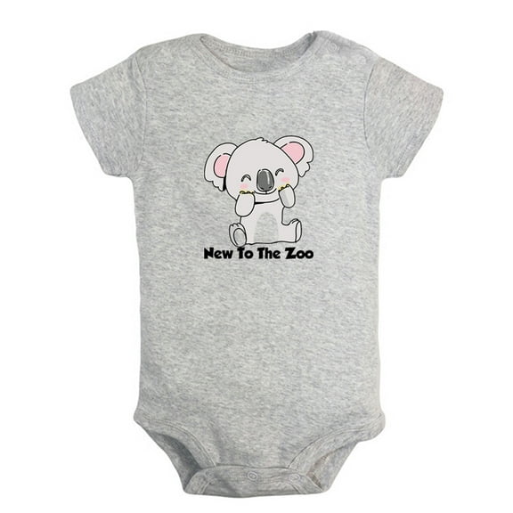 Baby Unisex New To The Zoo Funny Rompers Newborn Baby Bodysuits Infant Jumpsuits Kids Cotton Animal Koala Graphic One-Piece Outfits