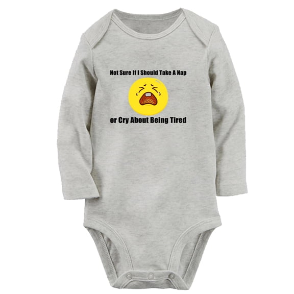 Baby Unisex Not Sure If I Should Take A Nap or Cry About Being Tired Funny Rompers Newborn Baby Bodysuits Infant Jumpsuits Kids Cotton Graphic One-Piece Outfits