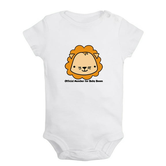 Baby Unisex Official Member For Baby Boom Funny Rompers Newborn Baby Bodysuits Infant Jumpsuits Kids Cotton Animal Lion Graphic One-Piece Outfits