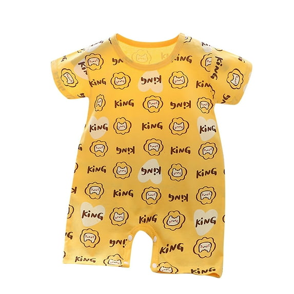 Baby Unisex Short Sleeve Romper Jumpsuits Cute Cartoons Print Graphic Bodysuit Soft Cotton 0-15M Onesie Outfit On Clearance