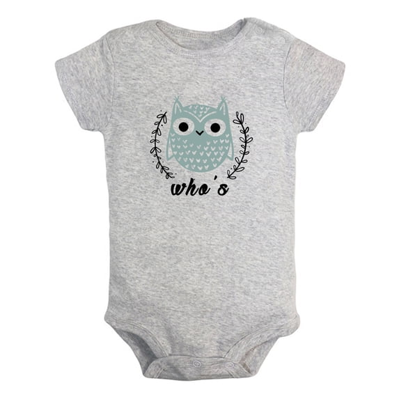 Baby Unisex Twins Who & Who's Owl Pattern Funny Rompers Newborn Baby Bodysuits Infant Jumpsuits Kids Cotton Graphic One-Piece Outfits