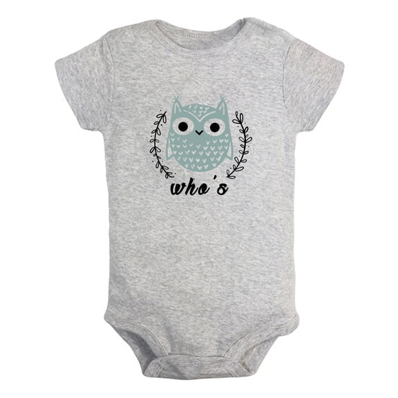 Baby Unisex Twins Who & Who's Owl Pattern Funny Rompers Newborn Baby Bodysuits Infant Jumpsuits Kids Cotton Graphic One-Piece Outfits