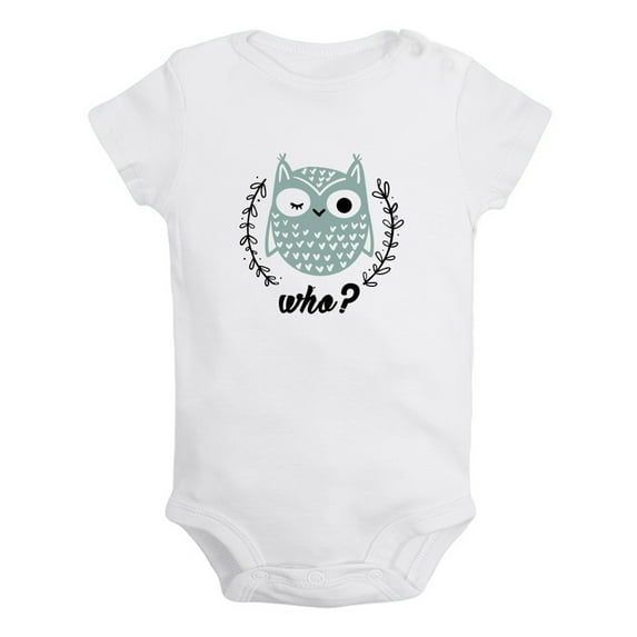 Baby Unisex Twins Who & Who's Owl Pattern Funny Rompers Newborn Baby Bodysuits Infant Jumpsuits Kids Cotton Graphic One-Piece Outfits