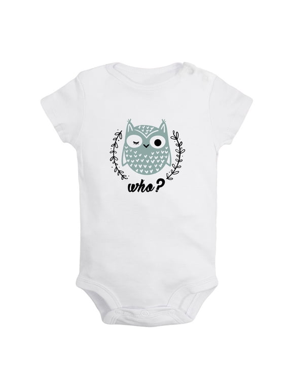 Baby Unisex Twins Who & Who's Owl Pattern Funny Rompers Newborn Baby Bodysuits Infant Jumpsuits Kids Cotton Graphic One-Piece Outfits