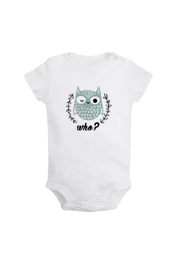 Baby Unisex Twins Who & Who's Owl Pattern Funny Rompers Newborn Baby Bodysuits Infant Jumpsuits Kids Cotton Graphic One-Piece Outfits