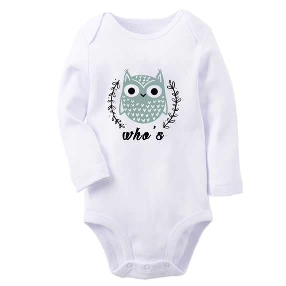 Baby Unisex Twins Who & Who's Owl Pattern Funny Rompers Newborn Baby Bodysuits Infant Jumpsuits Kids Cotton Graphic One-Piece Outfits