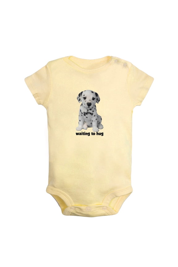 Baby Unisex Waiting for Hug Funny Rompers Newborn Baby Bodysuits Infant Jumpsuits Kids Cotton Animal Dog Graphic One-Piece Outfits