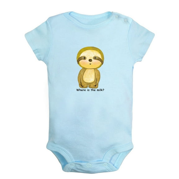Baby Unisex Where is The Milk Funny Rompers Newborn Baby Bodysuits Infant Jumpsuits Kids Cotton Animal Sloth Graphic One-Piece Outfits