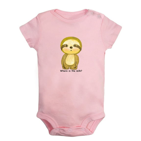 Baby Unisex Where is The Milk Funny Rompers Newborn Baby Bodysuits Infant Jumpsuits Kids Cotton Animal Sloth Graphic One-Piece Outfits