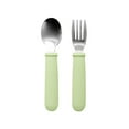 thumbnail image 1 of Baby Utensils Silicone Grip, QQZ Safe Kids Cutlery Set 2 Pcs, Food Grade Spoon Fork for Toddlers Learning to Eat, Green, 1 of 5