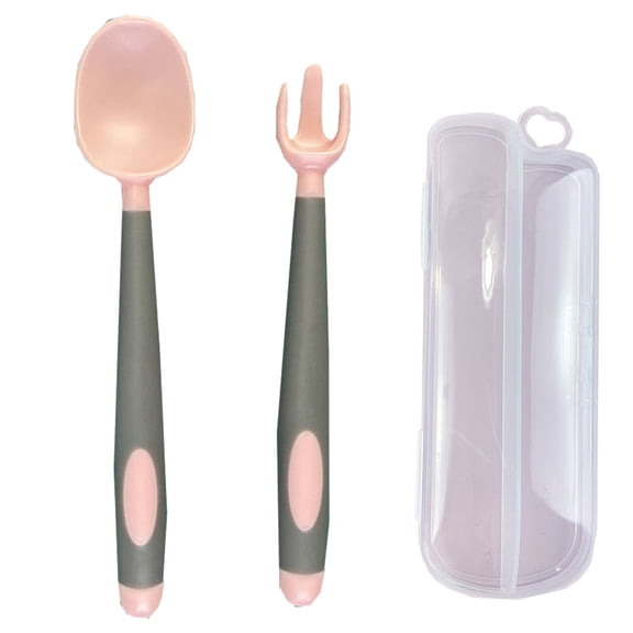 Baby Utensils Spoons Forks Sets with Travel Safe Case, Easy Grip Heat Resistant Bendable style 3