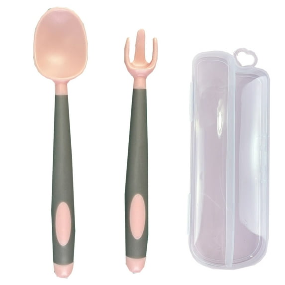Baby Utensils Spoons Forks Sets with Travel Safe Case, Easy Grip Heat Resistant Bendable