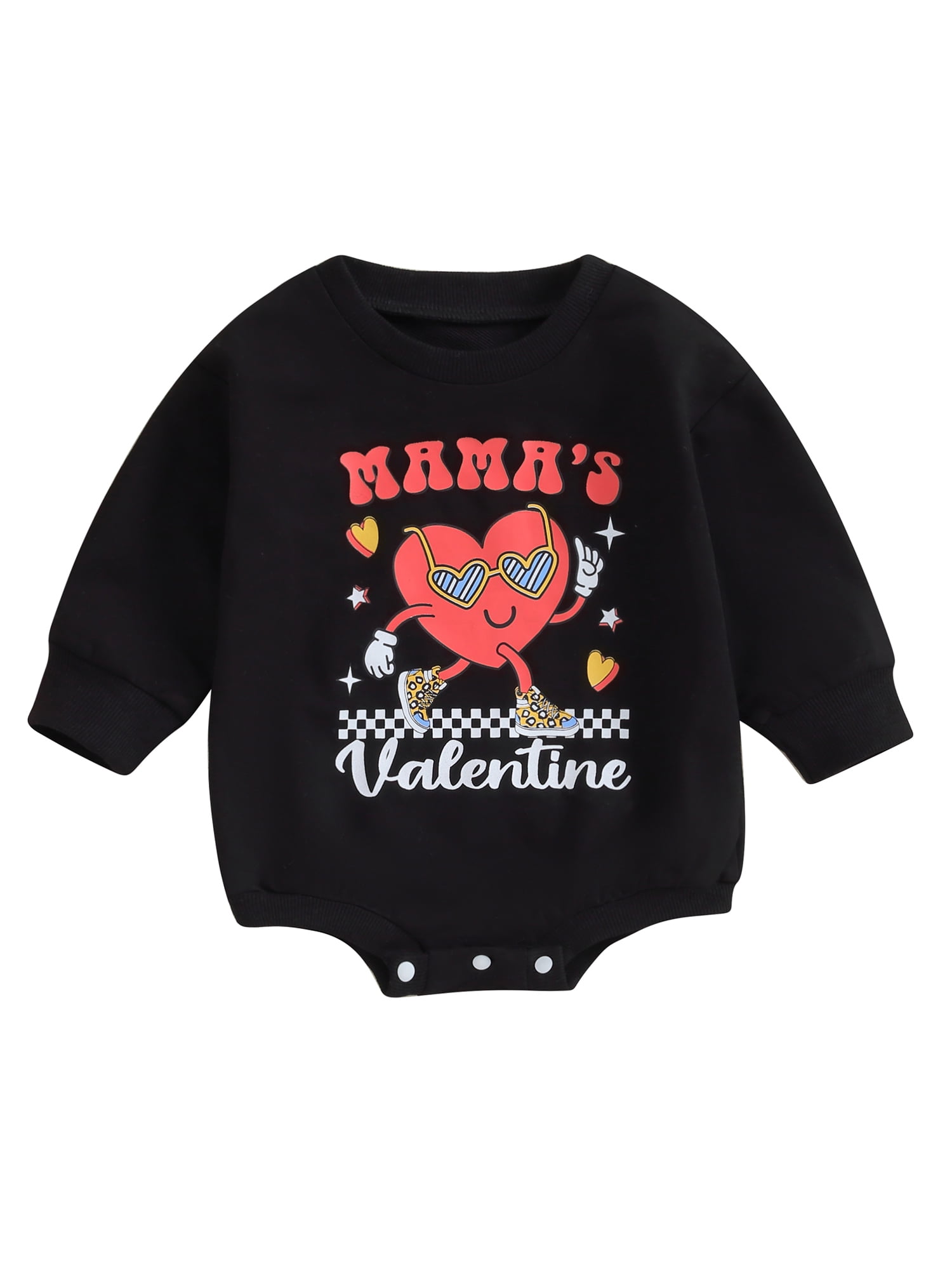 Baby Valentine’s Day Romper Long Sleeve Cartoon Heart Print Bodysuit