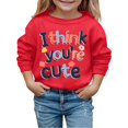 thumbnail image 1 of Baby Valentines Day Outfit Girl Crewneck Sweatshirt Lover Heart Letter Print Long Sleeve Pullover Boys' Sweaters for Kids 3-4 Years, 1 of 4