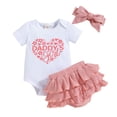 thumbnail image 1 of Baby Valentines Day Outfit Girl Love Heart Print Short Sleeve Top Skirt 2pc Set Little Sister Outfit for Girls 6-9 Months, 1 of 7