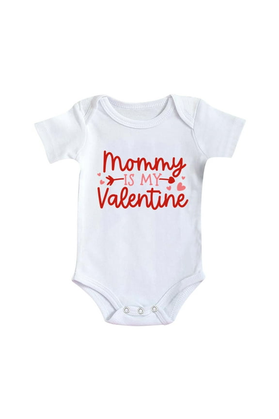 Baby Valentines Day Outfit Girl Short Sleeve Romper Love Print Girl Outfits for 0-3 Months