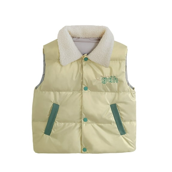 Girls Fleece Jacket Toddler Baby Boys Girls Pattern Cute Duck-Down Windproof Keep Warm Vest Coat New Fall Jackets Winter Outerwear Yellow 4-5T