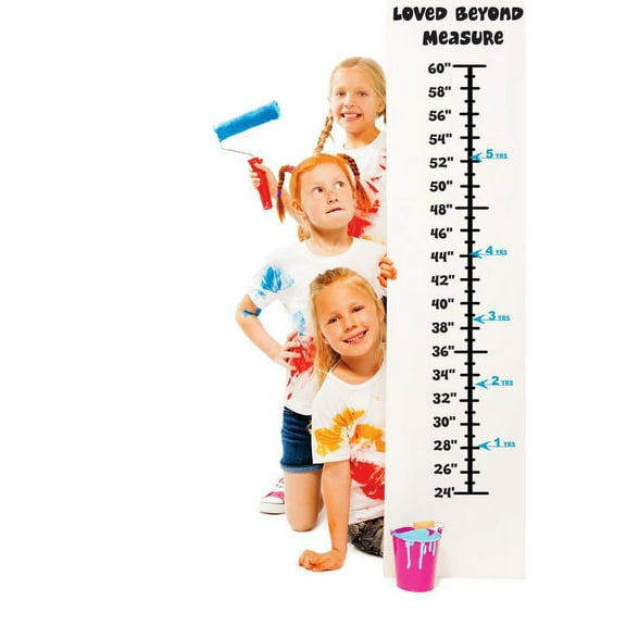 Baby Vinyl Growth Chart Decal Hanging Height Ruler Sticker For Children, Kids Room Wall Childrens Nursery Decal Loved Beyond Measure 8 Inches X 40 Inches