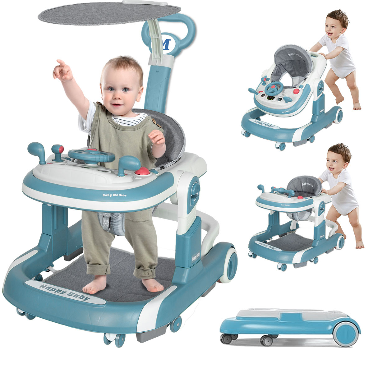 INFANS Foldable Baby Walker, Toddler Activity Center LeaningSeated
