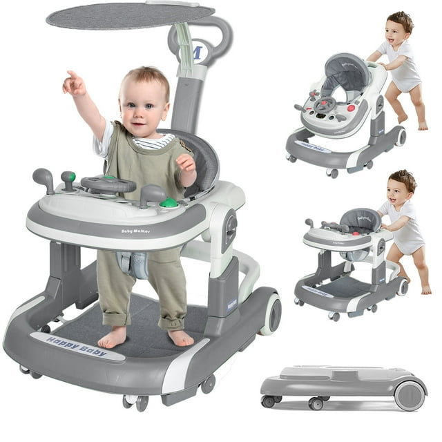 Baby Walker, Foldable Baby Walkers With Wheels, Infant Baby Walkers And