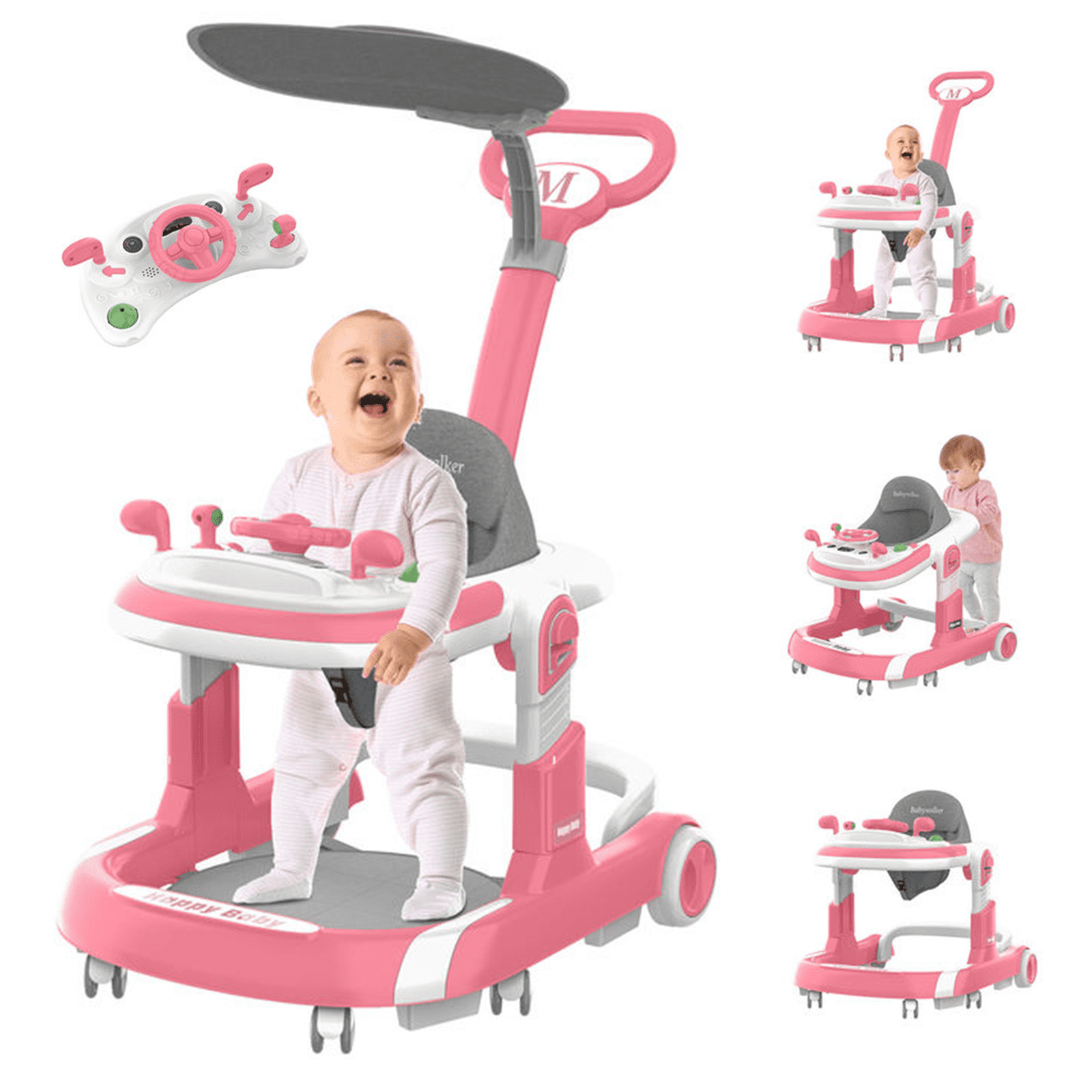 Baby Walker, Foldable Baby Walkers With Wheels, Infant Walker For