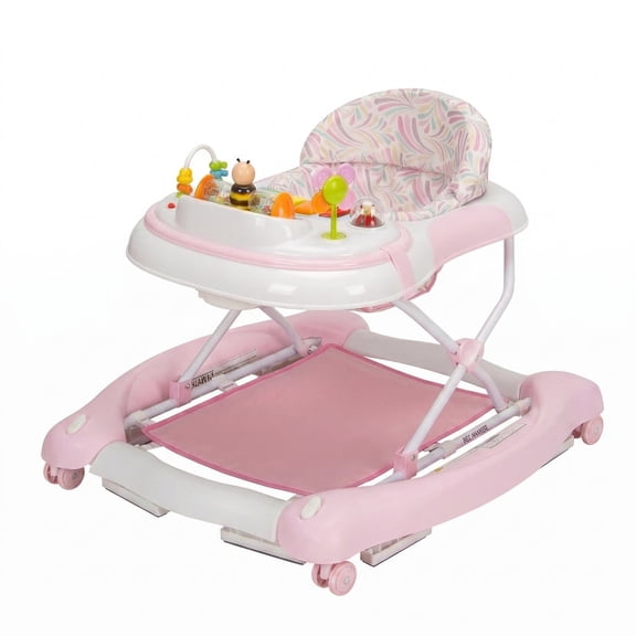 suihuooo 5 in 1 Baby Walker With Music and Bouncer for Boy Girls 6-18 Months,Pink Stripes