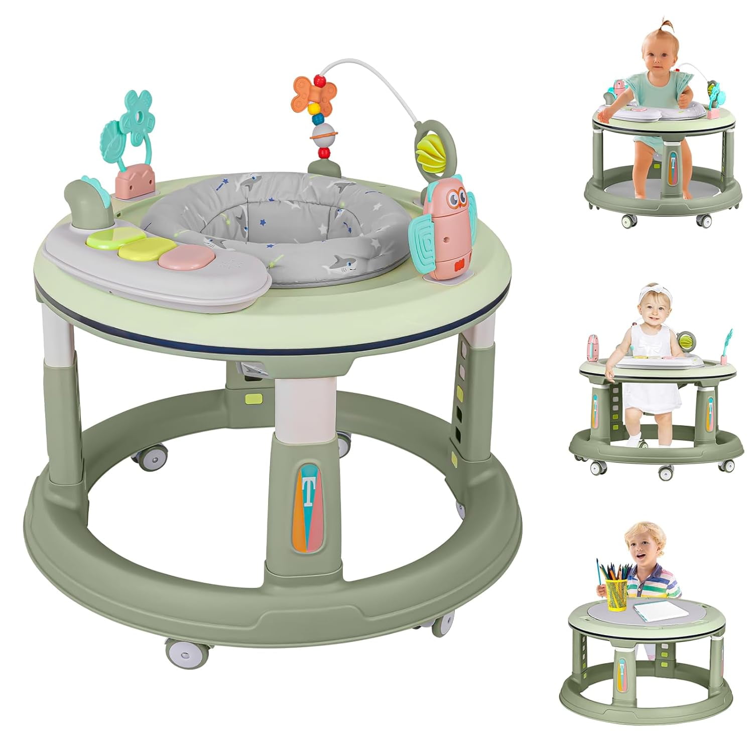 Baby Walker with Music and Lights 5 Adjustable Heights Baby Walkers and Activity Center for Boys Girls Babies 6 12 Months Features 360 Degree Swivel Seat Detachable Toys and Bounce Foot pad Walmart ...