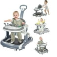 thumbnail image 1 of GAMBE 4-in-1 Musical Infant Baby Walker with Wheels functional, Height Adjustable, Foldable Design (Gray), 1 of 9