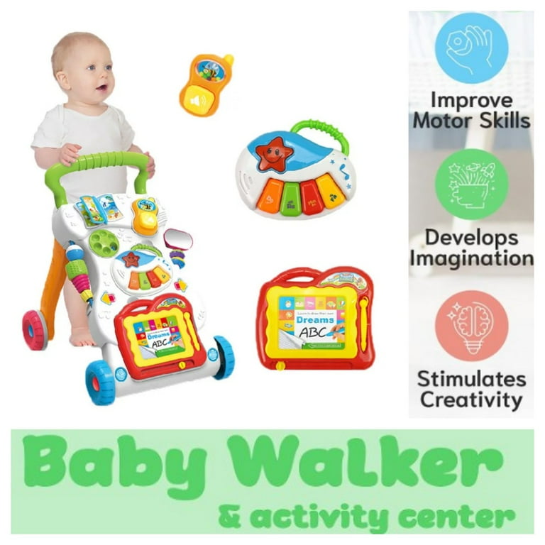 Baby Walkers with Wheel,Infant Walker for Babies with Adjustable  Height,Speed & Breathable Seat Cushion, Baby Walkers and Activity Center  for Boys