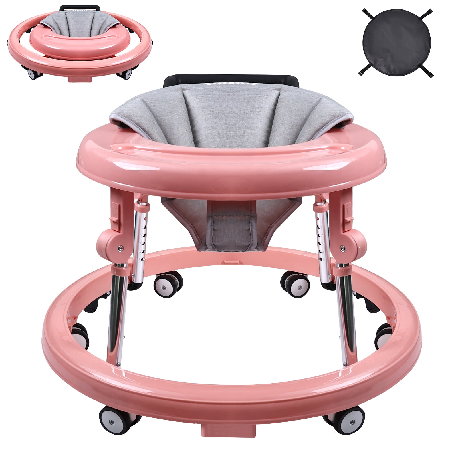 Baby Walker, Baby Walker with Wheels, Foldable 9Gear Height Adjustable