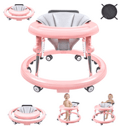 Baby Walker, Baby Walker with Wheels, Foldable 9-Gear Height Adjustable, Baby Walkers and Activity Center with Foot Pads/Mute Wheels, Baby Walkers for Baby Boys and Baby Girls 6-24 Months