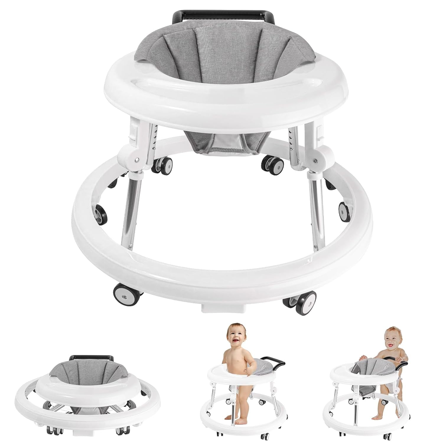 Baby Walker with Wheels, Activity Center with Mute Wheels AntiRollover, 5Position Height