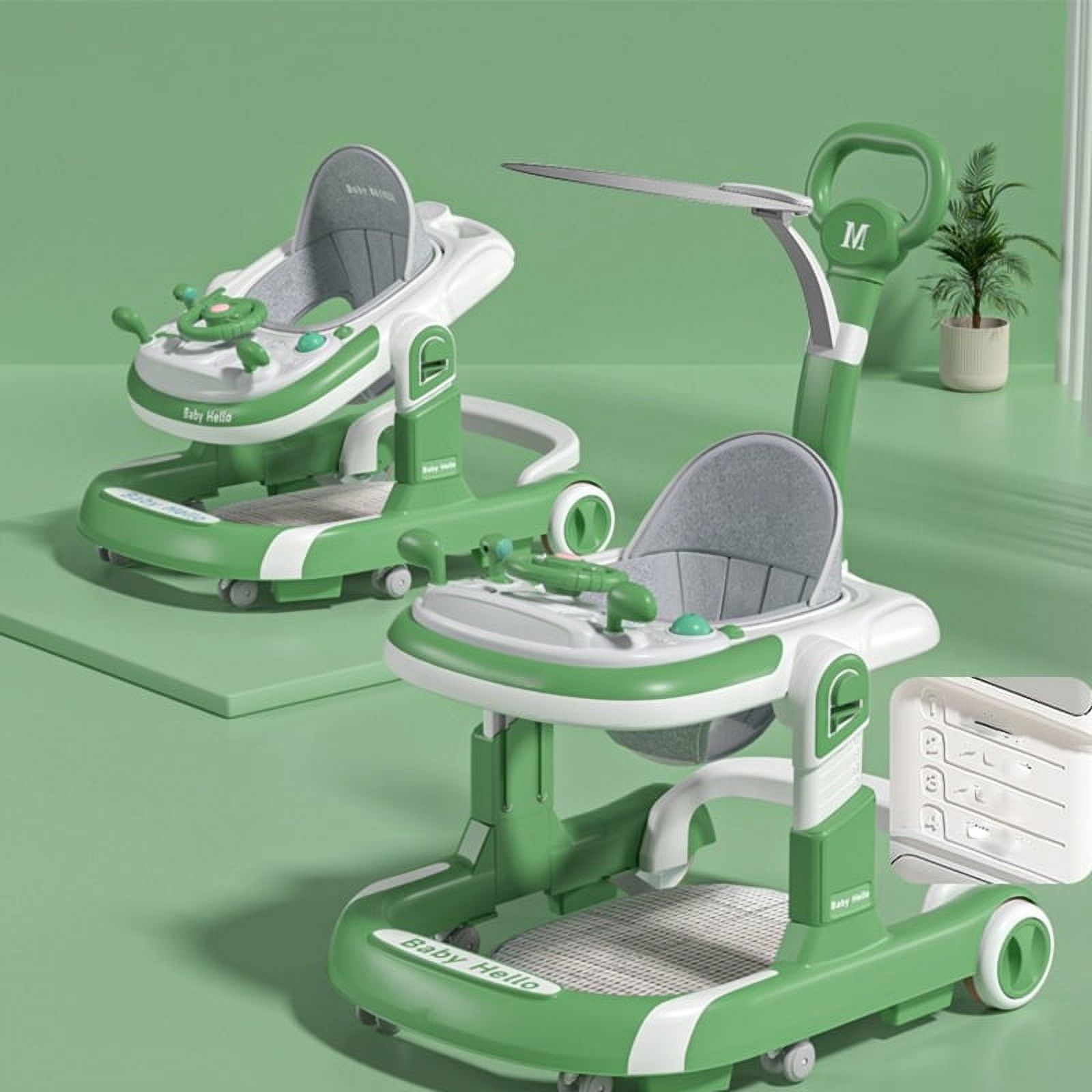 Baby Walker with Foot Pads/Handles, Green