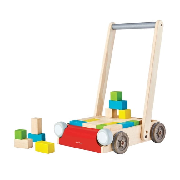 PlanToys Baby Walker Wooden Push Toy for First Steps & Balance | Montessori Developmental Toy for Coordination & Confidence | Eco-Friendly Learning Toy