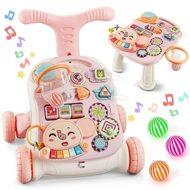 Eotvia Baby Walkers for Girls,3 in 1 Push Toys Pink Baby Walker Toy for Babies Learn to Walk 6-18Mos