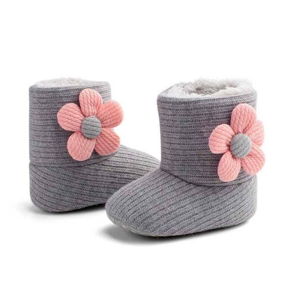 Baby Walking Shoes Fashionable Children'S High Tube Flower Velvet Baby Shoes Baby Walking Shoes Newborn Baby Girl Shoes