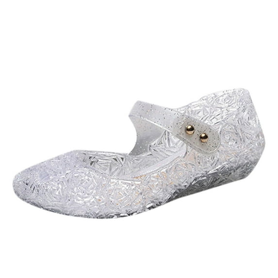 Baby Walking Shoes Princess Wedge Party Jelly Dance Boys' Sneakers White 4 Years-4.5 Years