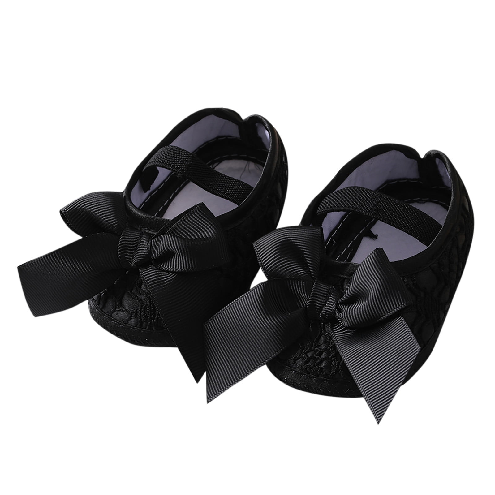 Baby Walking Shoes Size 0-3 Months Soft Walkers Princess Flats Comfort Lightweight Elastic First Birthday Black Boots