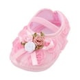 thumbnail image 1 of Baby Walking Shoes Size 6-9 Months Soft Pearl Floral Princess Flats Comfort Lightweight Elastic First Birthday Pink Sneakers, 1 of 5