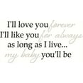 thumbnail image 1 of Baby Wall Sticker Quote I'll Love Forever I'll Like You For Always. 2-color Vinyl Decal 12x23 -Black and Warm Gray Black & Warm Gray, 1 of 4