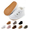 thumbnail image 1 of Baby Warm Booties Newborn Boy Girl Boots Cozy Fur Shoes Lace Up Toddler Booties First Walker Winter Crib Boots, 1 of 6