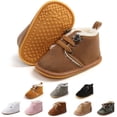 thumbnail image 1 of Baby Warm Booties Newborn Boy Girl Boots Cozy Fur Shoes Lace Up Toddler Booties First Walker Winter Crib Boots, 1 of 7
