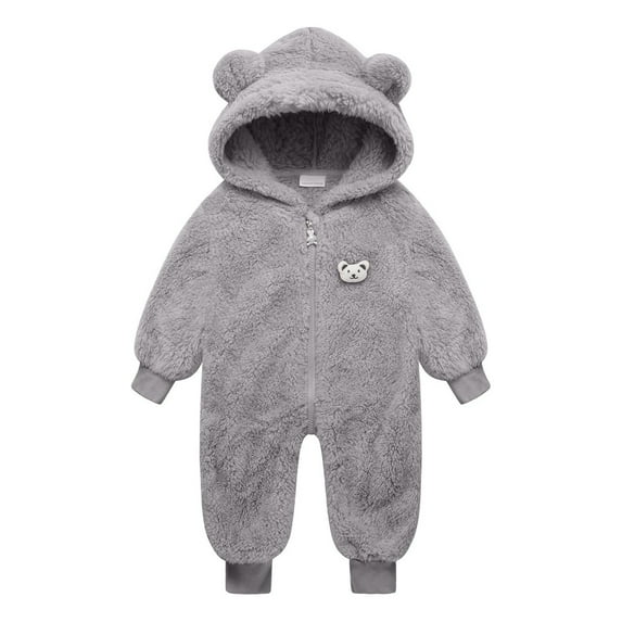 Baby Warm Jumpsuit Cute Cartoon Animal Outfit Hooded Romper Outfits Furry Suit for Baby 3-6 Months