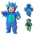 thumbnail image 1 of Baby Warm Long Sleeve Hooded Jumpsuit Dinosaur Costume Infant Baby Clothes Halloween Party Clothes Kids Halloween Costumes Size 0-12 Months, 1 of 9