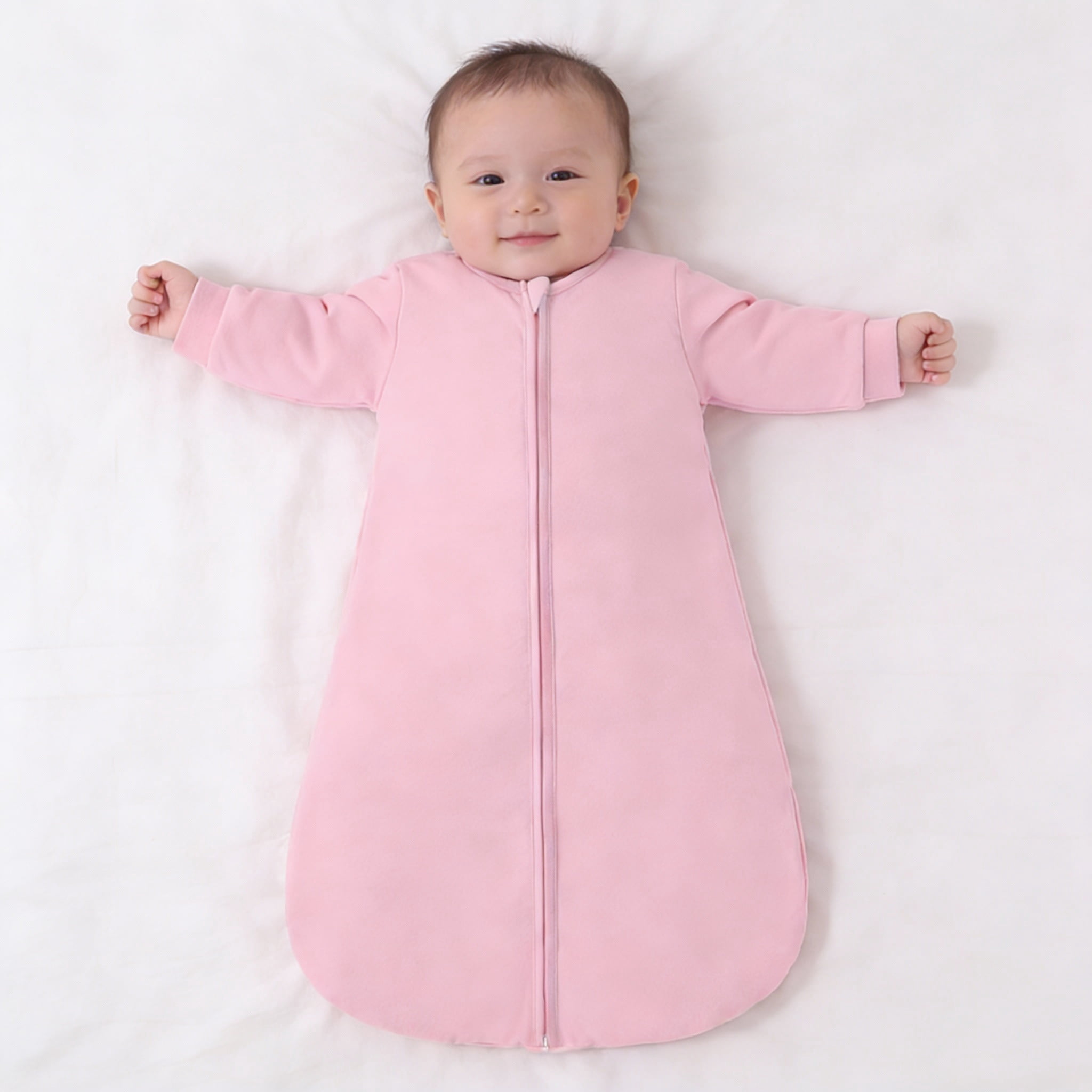 Baby Warm Sleeping Bag - Pink, 100% Polyester Fiber, Double Zipper Design, 3 Sizes (0-6M)
