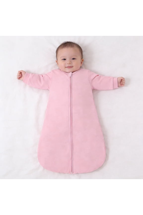 Baby Warm Sleeping Bag - Pink, 100% Polyester Fiber, Double Zipper Design, 3 Sizes (0-6M)