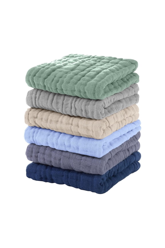 Baby Washcloths 100% Organic Cotton Face Towels 6 Pack Wash Cloths for Baby 12x12in Soft and Absorbent Baby Wipes